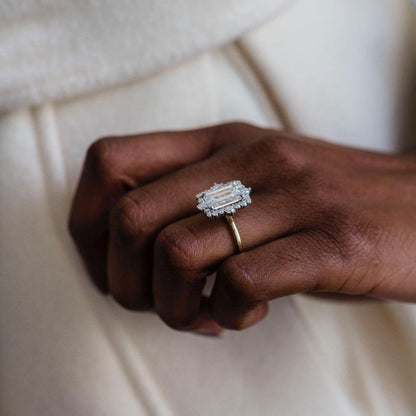 Emerald Halo Lab Grown Diamond Engagement Ring