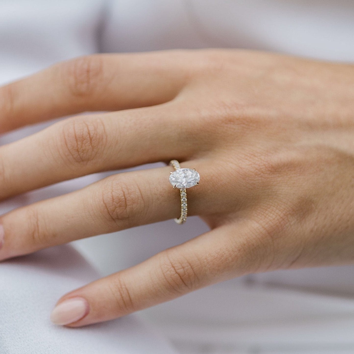 Oval Pave Lab Grown Diamond Engagement Ring