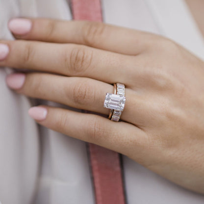 Emerald Hidden Halo Lab Grown Diamond Engagement Ring