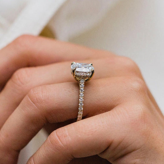 Cushion Pave Lab Grown Diamond Engagement Ring