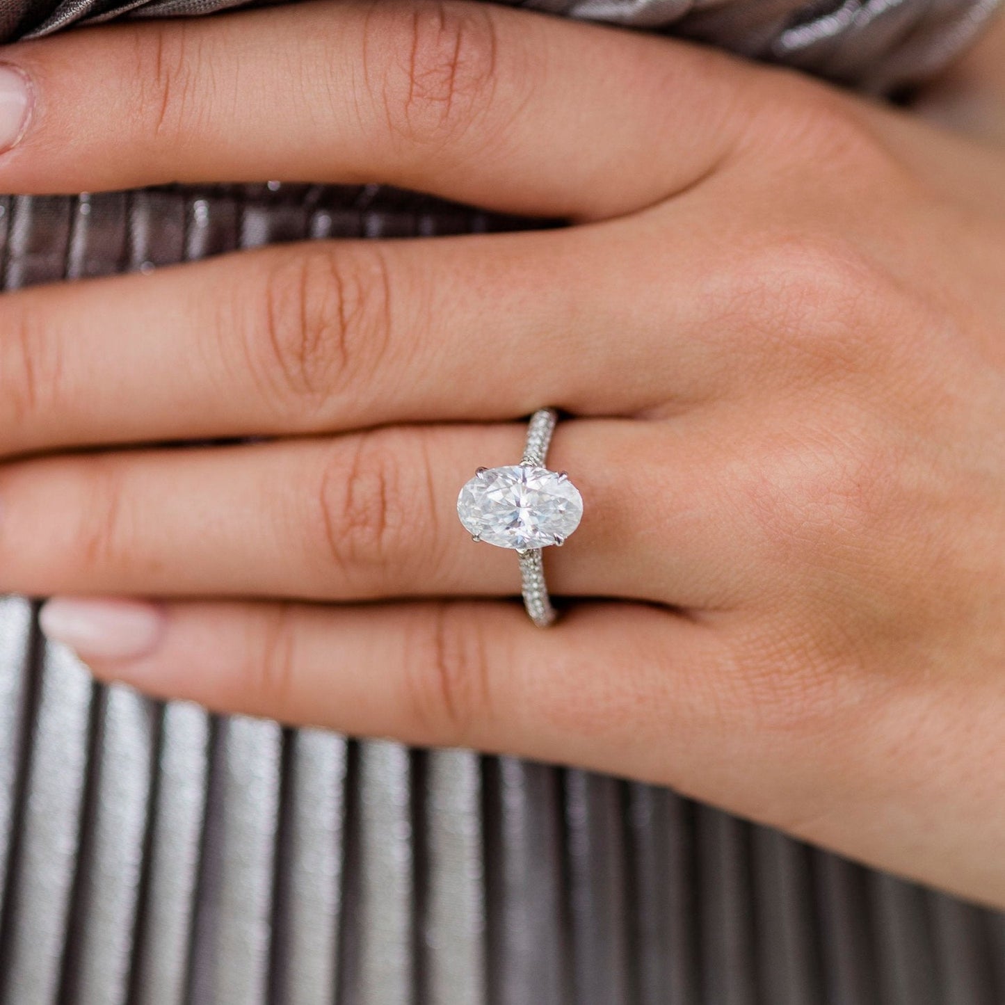 Oval Pave Lab Grown Diamond Engagement Ring