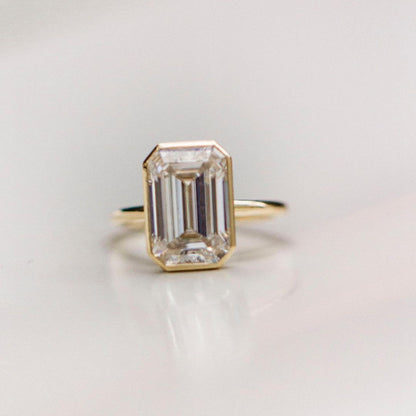 Emerald Solitaire Lab Grown Diamond Engagement Ring