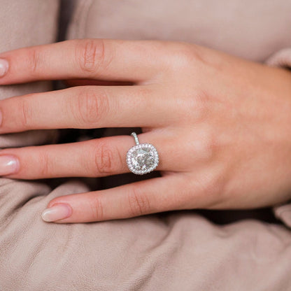 Cushion Halo & Pave Lab Grown Diamond Engagement Ring