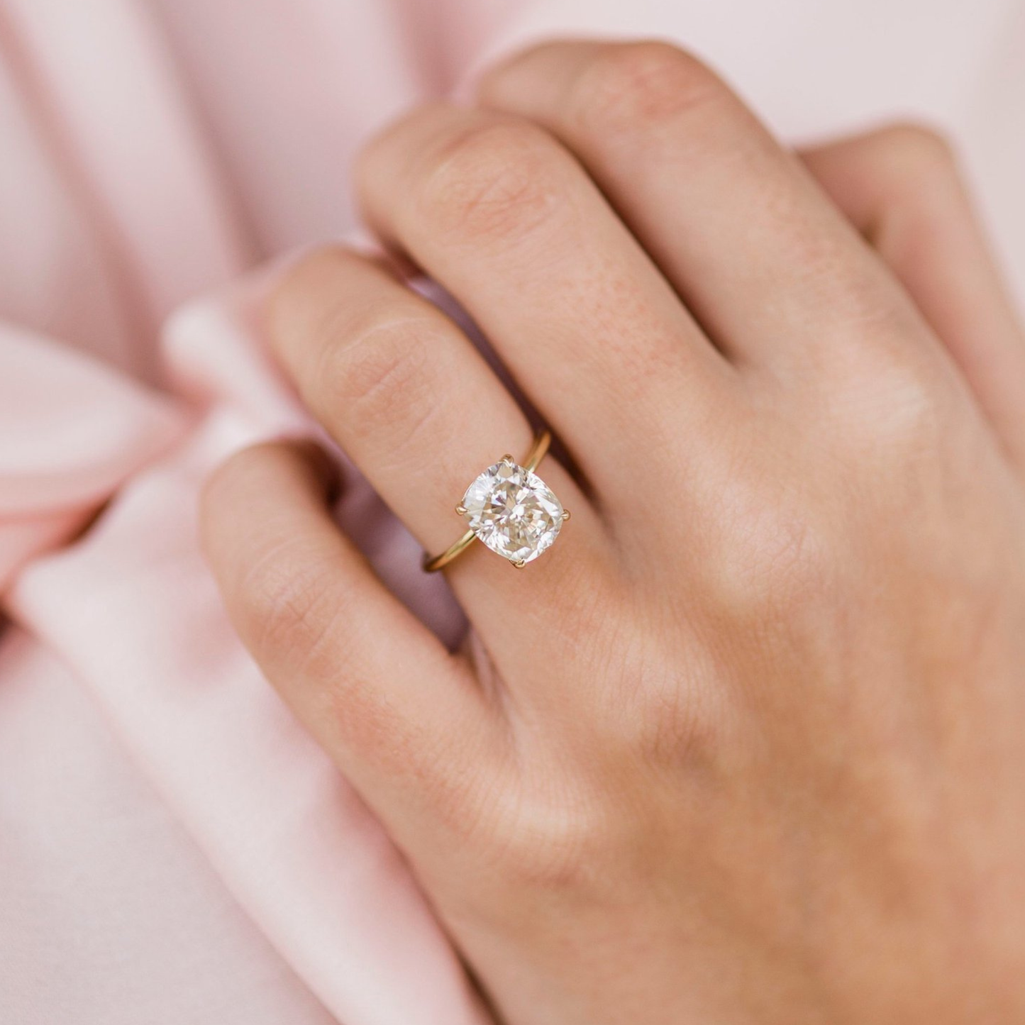 Elongated Cushion Solitaire Lab Grown Diamond Engagement Ring