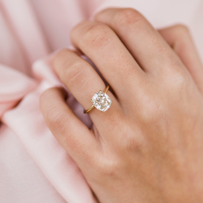 Elongated Cushion Solitaire Lab Grown Diamond Engagement Ring
