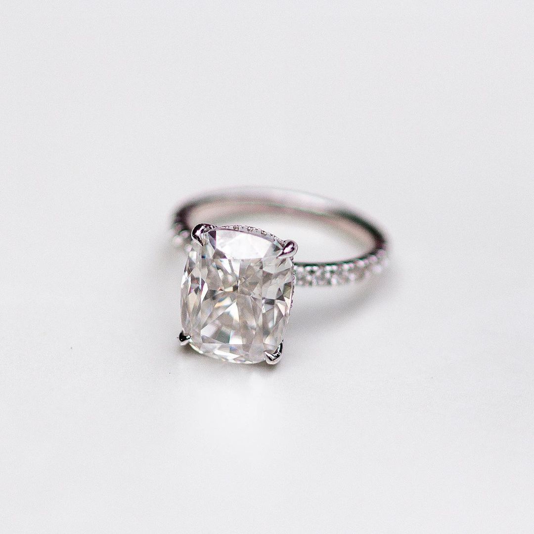 Cushion Pave Lab Grown Diamond Engagement Ring
