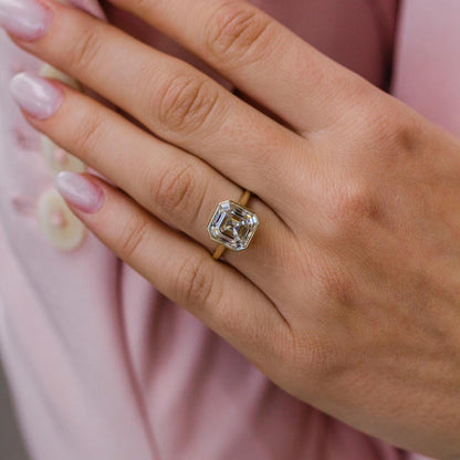 Asscher Bezel Solitaire Lab Grown Diamond Engagement Ring