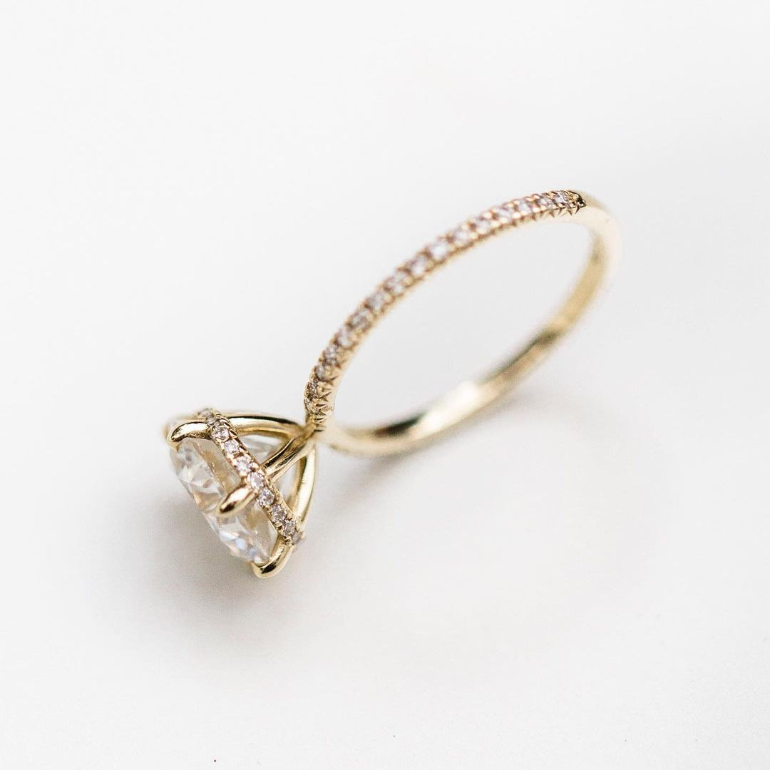 Round Pave Lab Grown Diamond Engagement Ring
