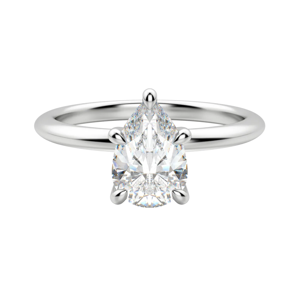 1.33 CT Pear Solitaire Moissanite Engagement Ring With Hidden Halo Setting 4