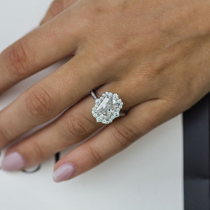 Radiant Halo & Pave Lab Grown Diamond Engagement Ring