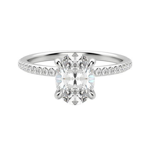 1.91 CT Oval Solitaire Moissanite Engagement Ring With Pave Setting 3