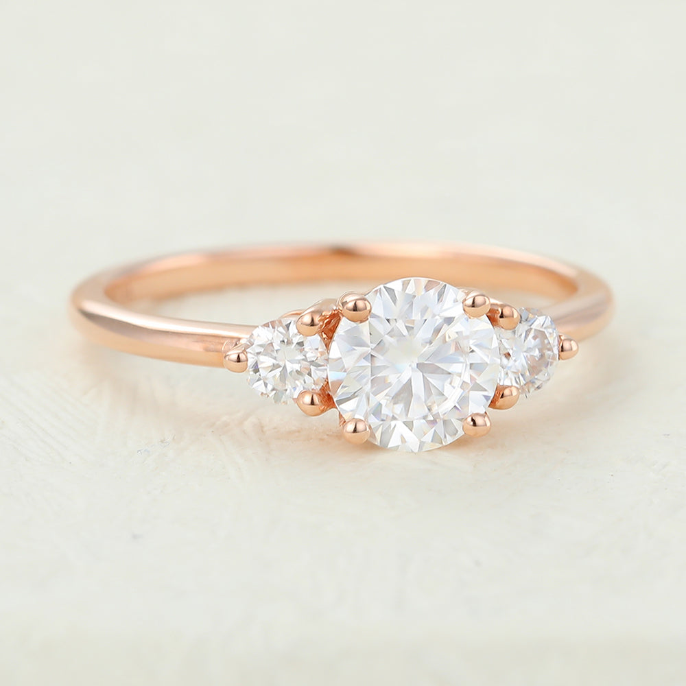 Round Three Stone Lab-Grown Diamond Engagement Ring