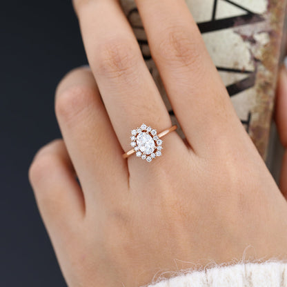 Oval Cluster Lab-Grown Diamond Engagement Ring
