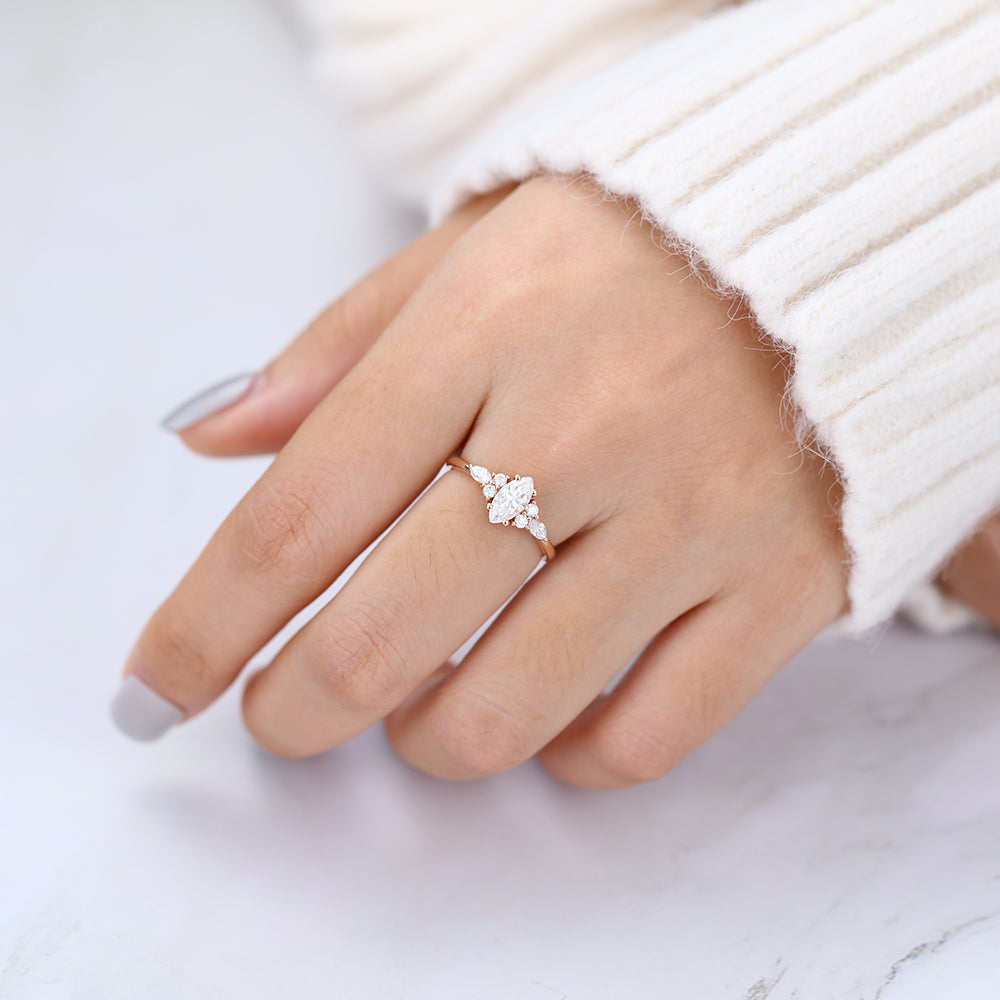 Marquise Cluster Lab-Grown Diamond Engagement Ring