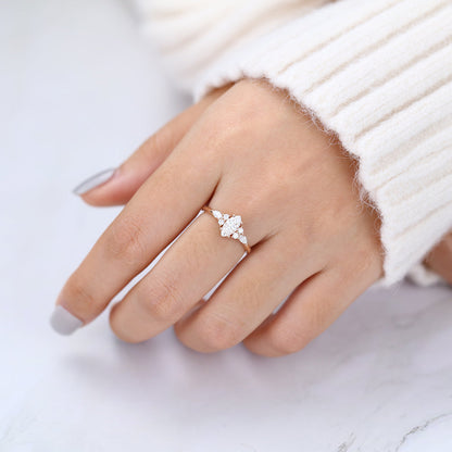 Marquise Cluster Lab-Grown Diamond Engagement Ring