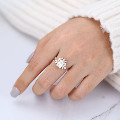 Emerald Cluster Lab-Grown Diamond Engagement Ring