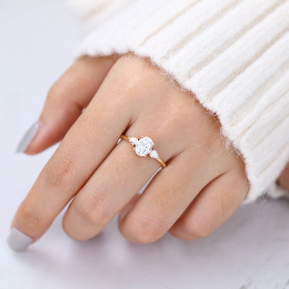 Oval Three Stone Lab-Grown Diamond Engagement Ring