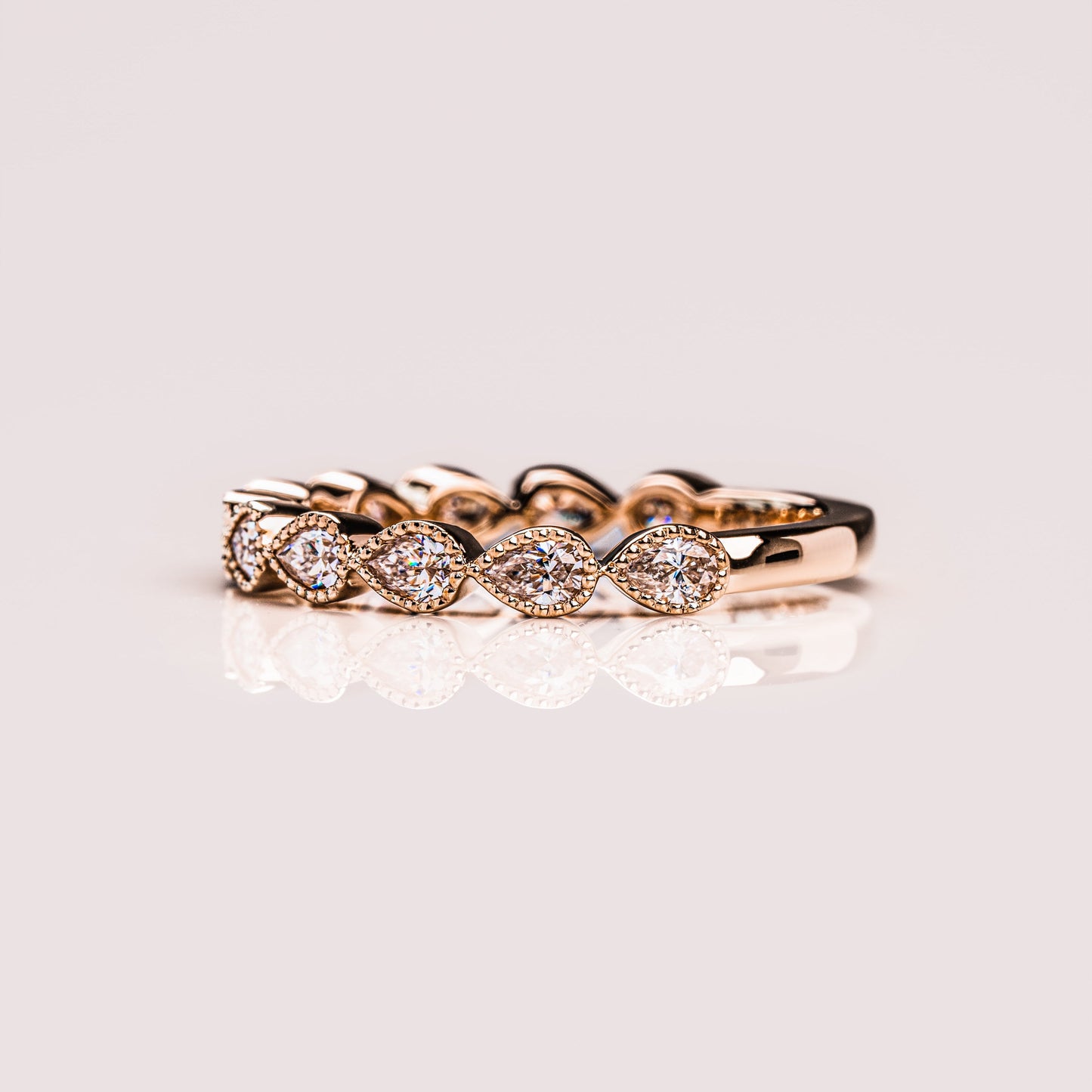0.8 TCW Pear Milgrain Lab Grown Diamond Wedding Band