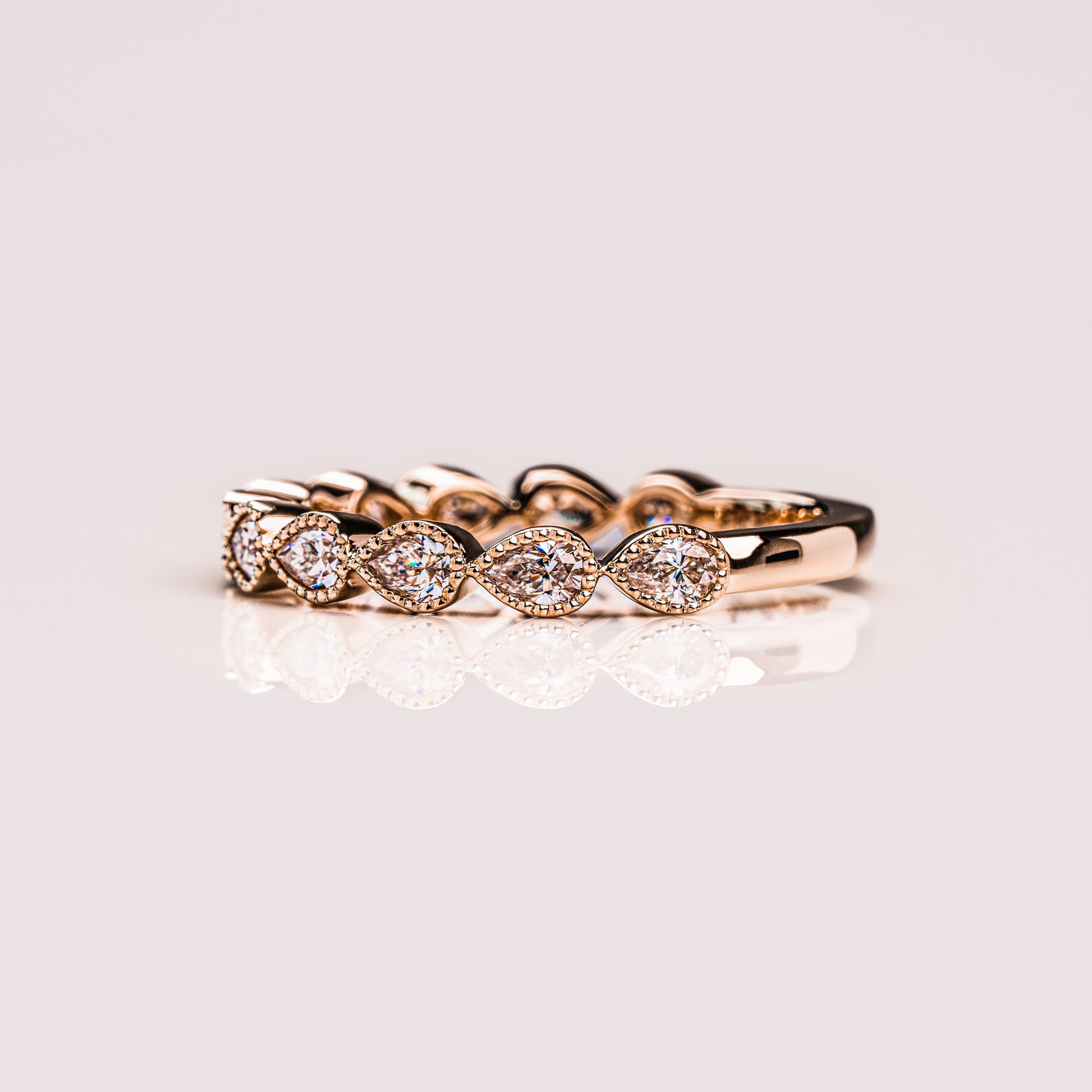 0.8 TCW Pear Milgrain Lab Grown Diamond Wedding Band