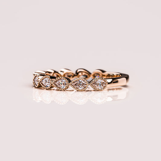 0.8 TCW Pear Milgrain Lab Grown Diamond Wedding Band