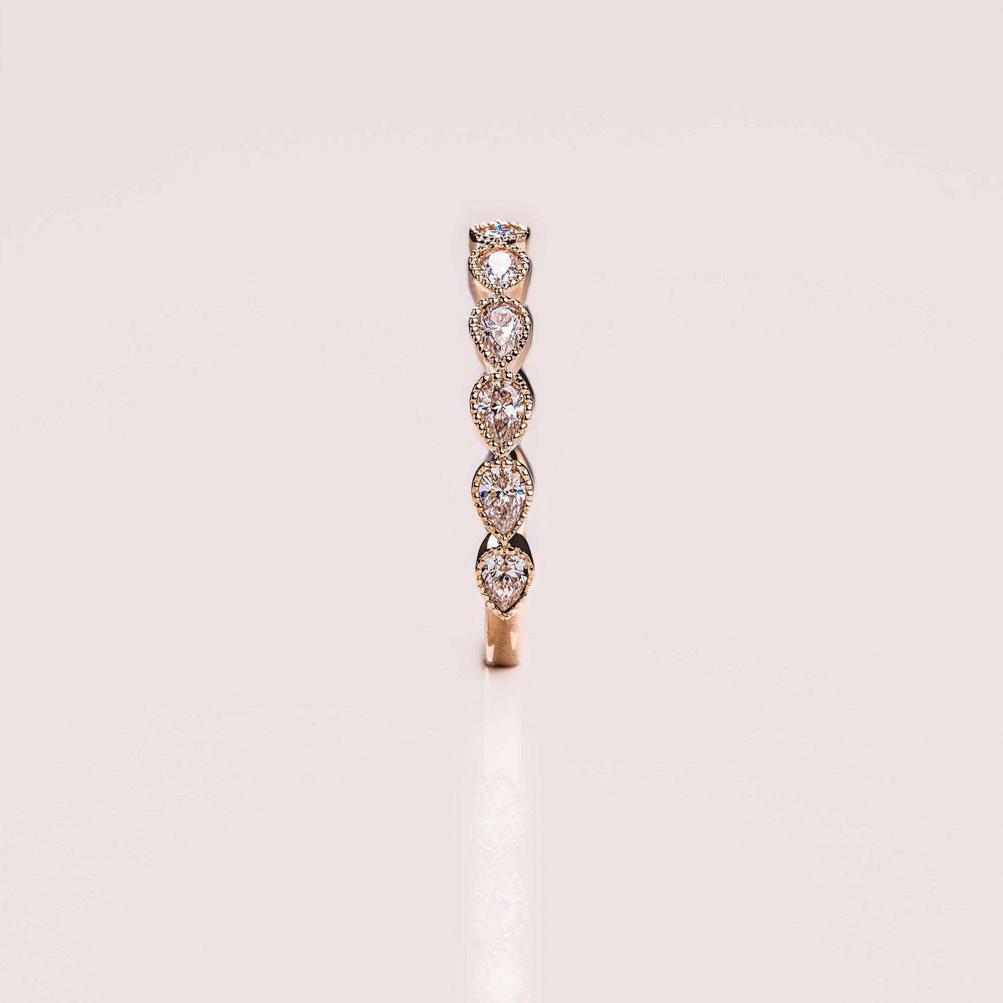 0.8 TCW Pear Milgrain Lab Grown Diamond Wedding Band