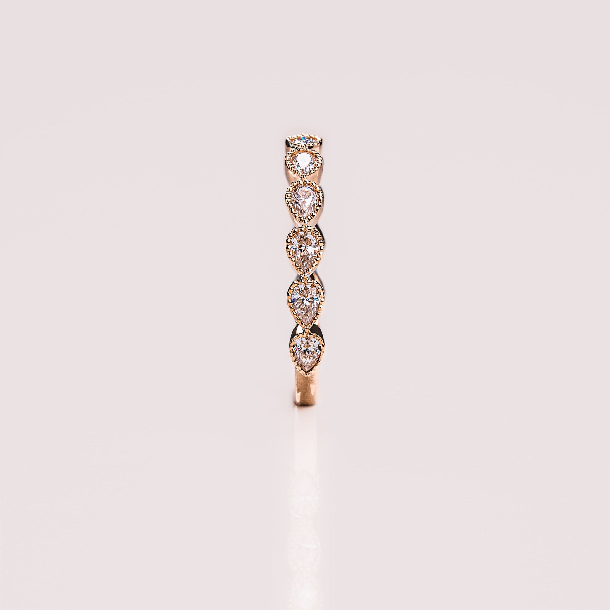 0.8 TCW Pear Milgrain Lab Grown Diamond Wedding Band