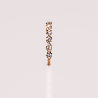 0.8 TCW Pear Milgrain Lab Grown Diamond Wedding Band