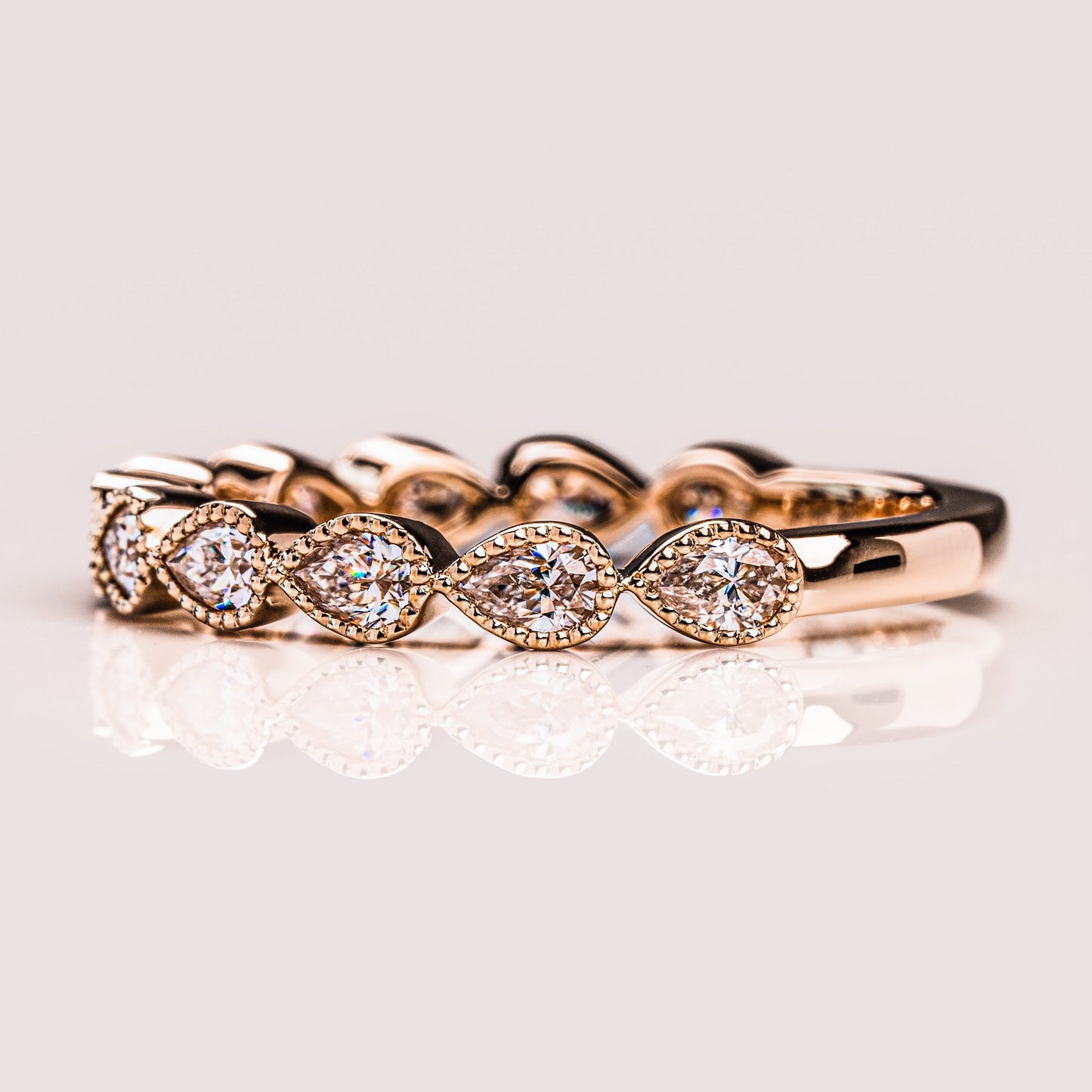 0.8 TCW Pear Milgrain Lab Grown Diamond Wedding Band