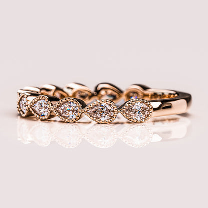 0.8 TCW Pear Milgrain Lab Grown Diamond Wedding Band