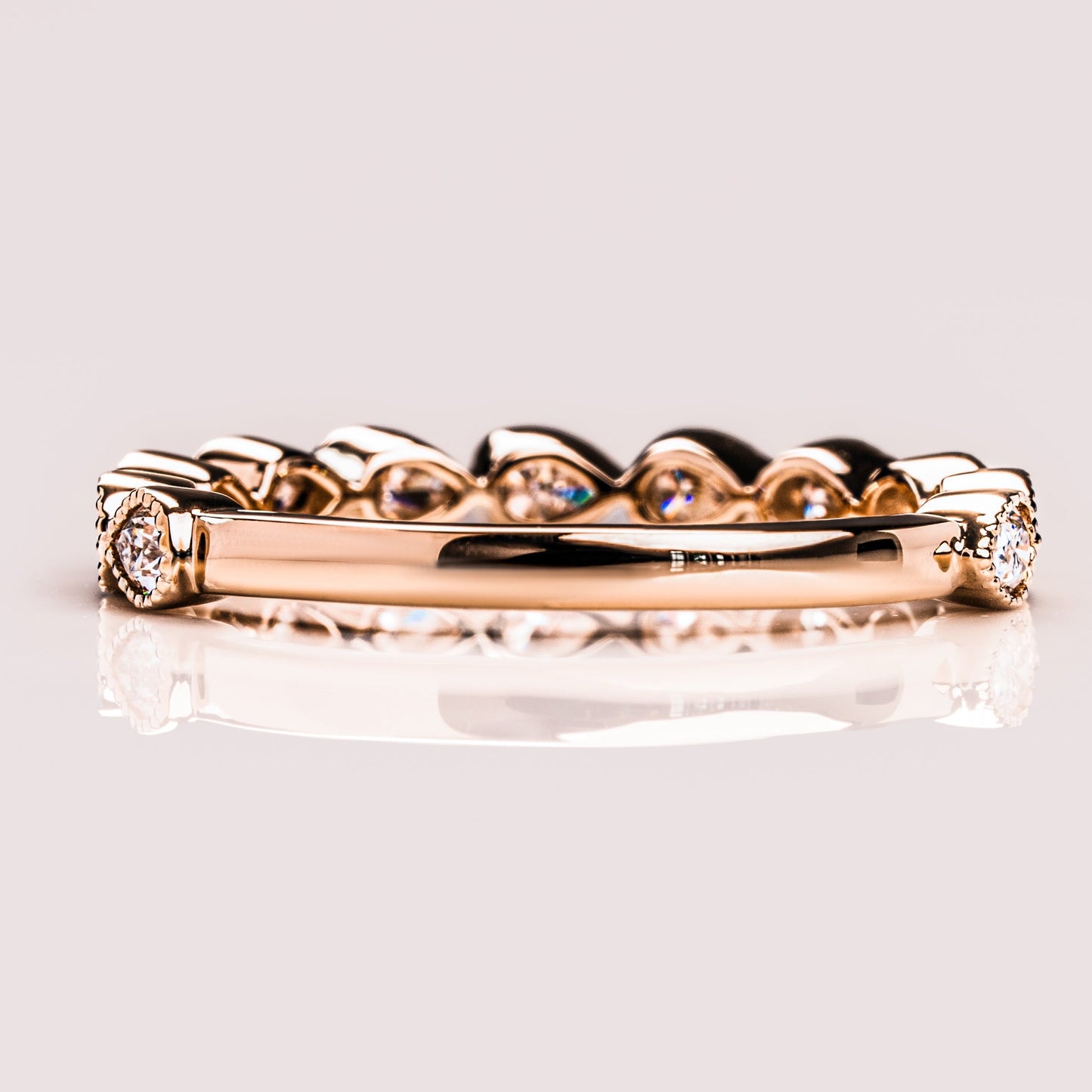0.8 TCW Pear Milgrain Lab Grown Diamond Wedding Band