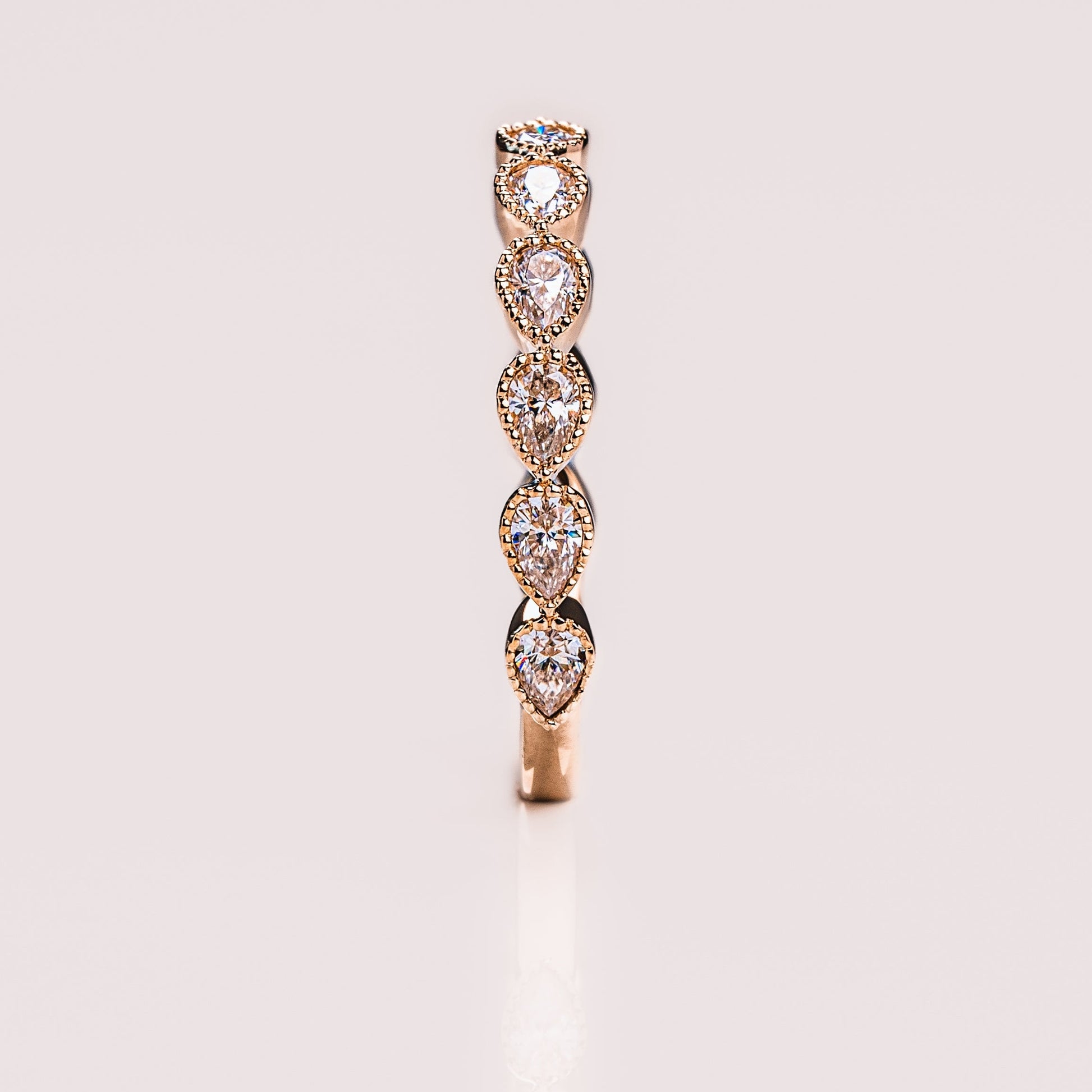 0.8 TCW Pear Milgrain Lab Grown Diamond Wedding Band