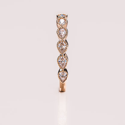 0.8 TCW Pear Milgrain Lab Grown Diamond Wedding Band