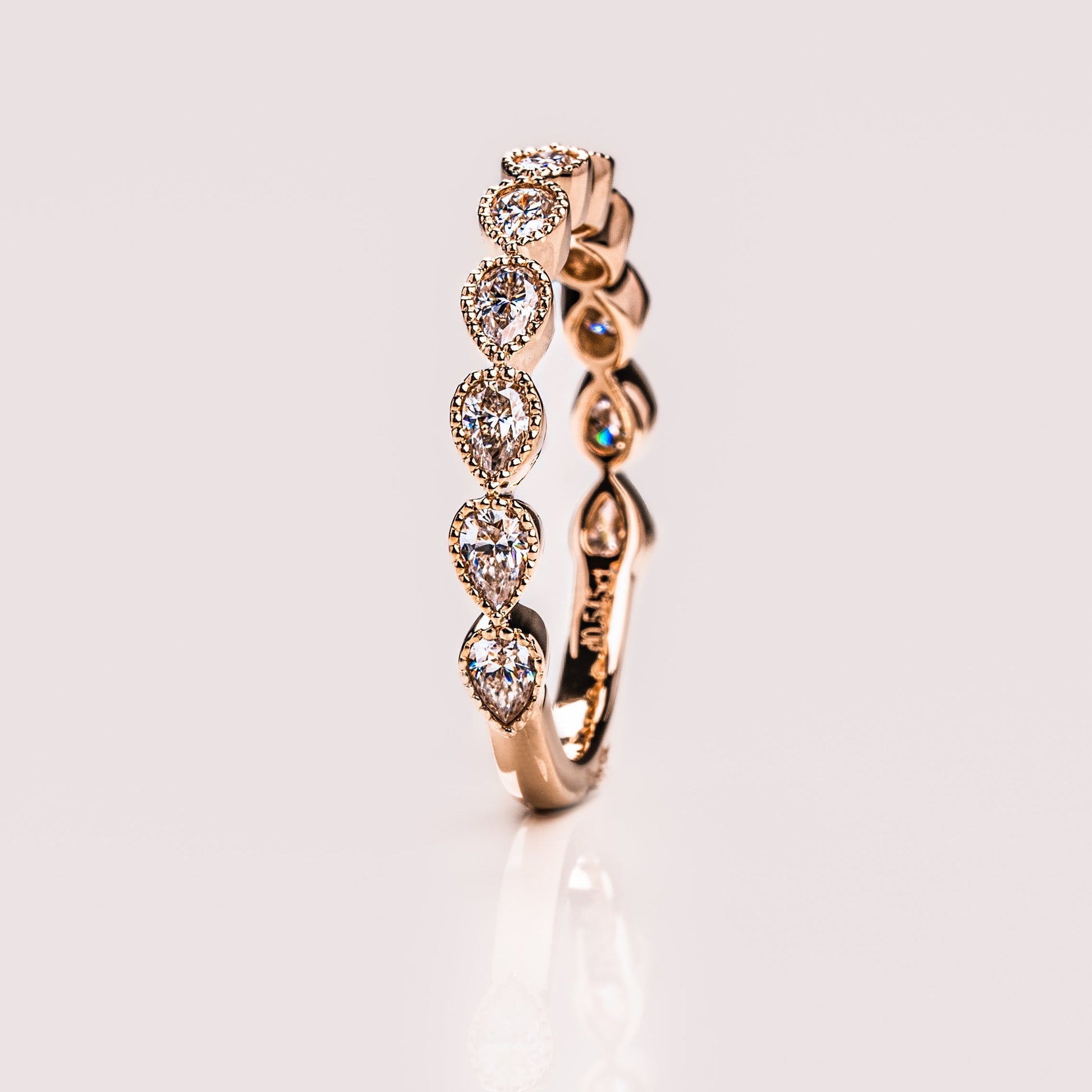 0.8 TCW Pear Milgrain Lab Grown Diamond Wedding Band