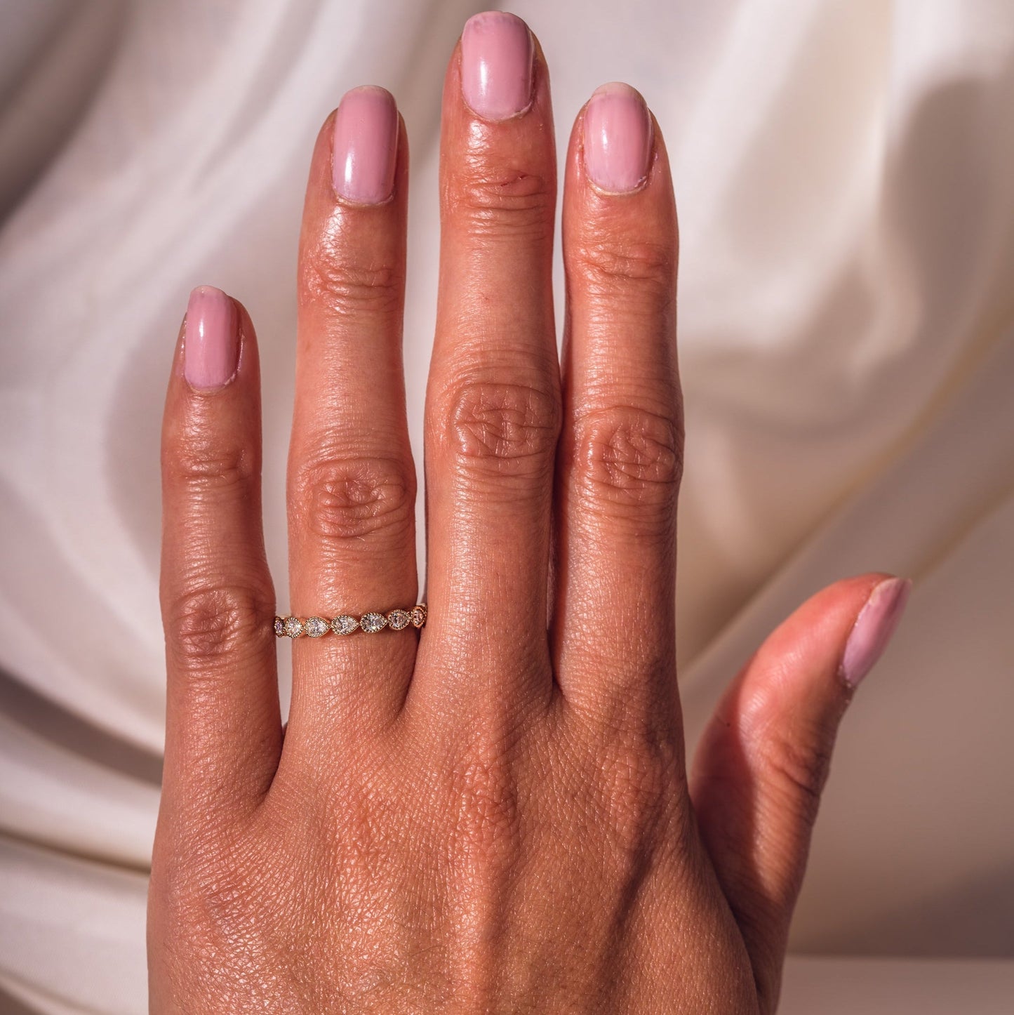 0.8 TCW Pear Milgrain Lab Grown Diamond Wedding Band