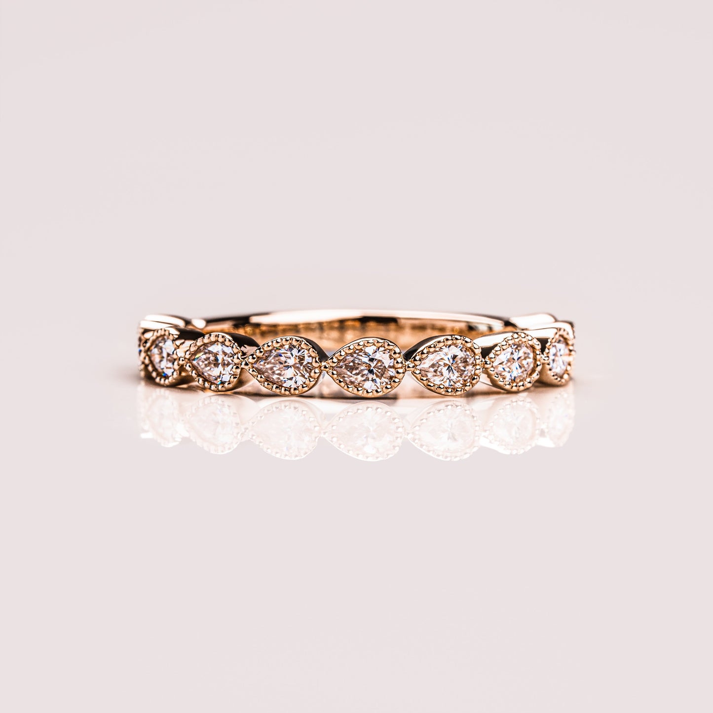 0.8 TCW Pear Milgrain Lab Grown Diamond Wedding Band