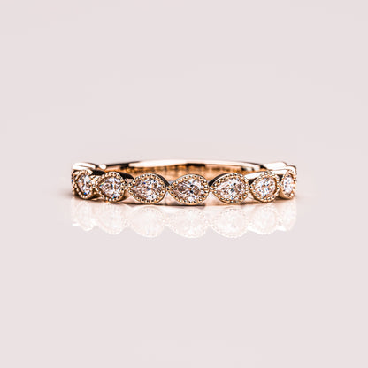 0.8 TCW Pear Milgrain Lab Grown Diamond Wedding Band
