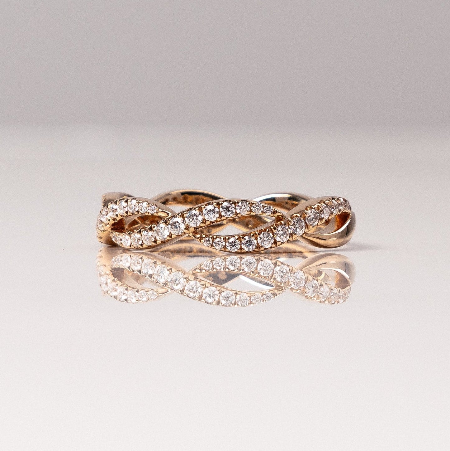 0.54 TCW Round Half Eternity & Twisted Lab Grown Diamond Wedding Band