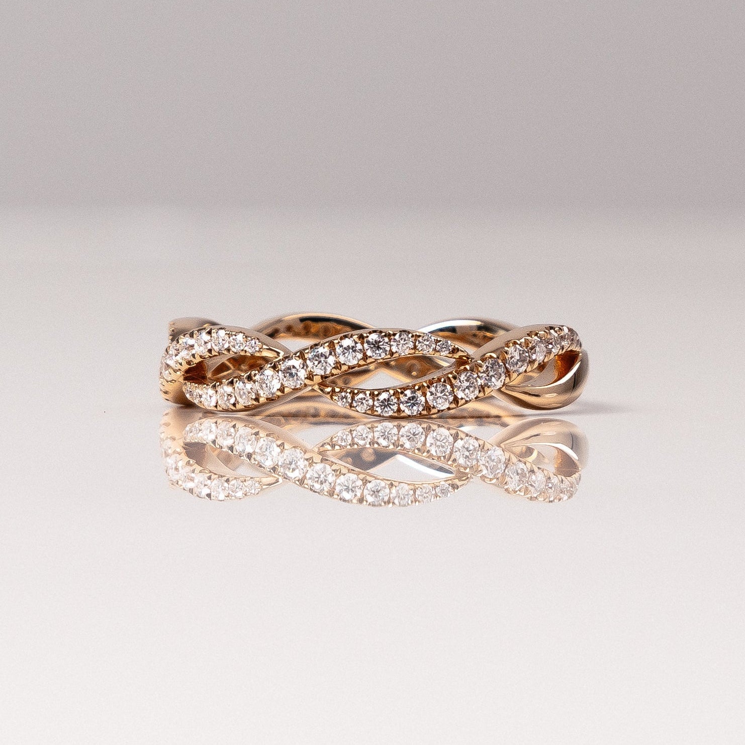 0.54 TCW Round Half Eternity & Twisted Lab Grown Diamond Wedding Band