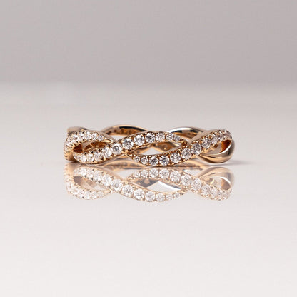 0.54 TCW Round Half Eternity & Twisted Lab Grown Diamond Wedding Band