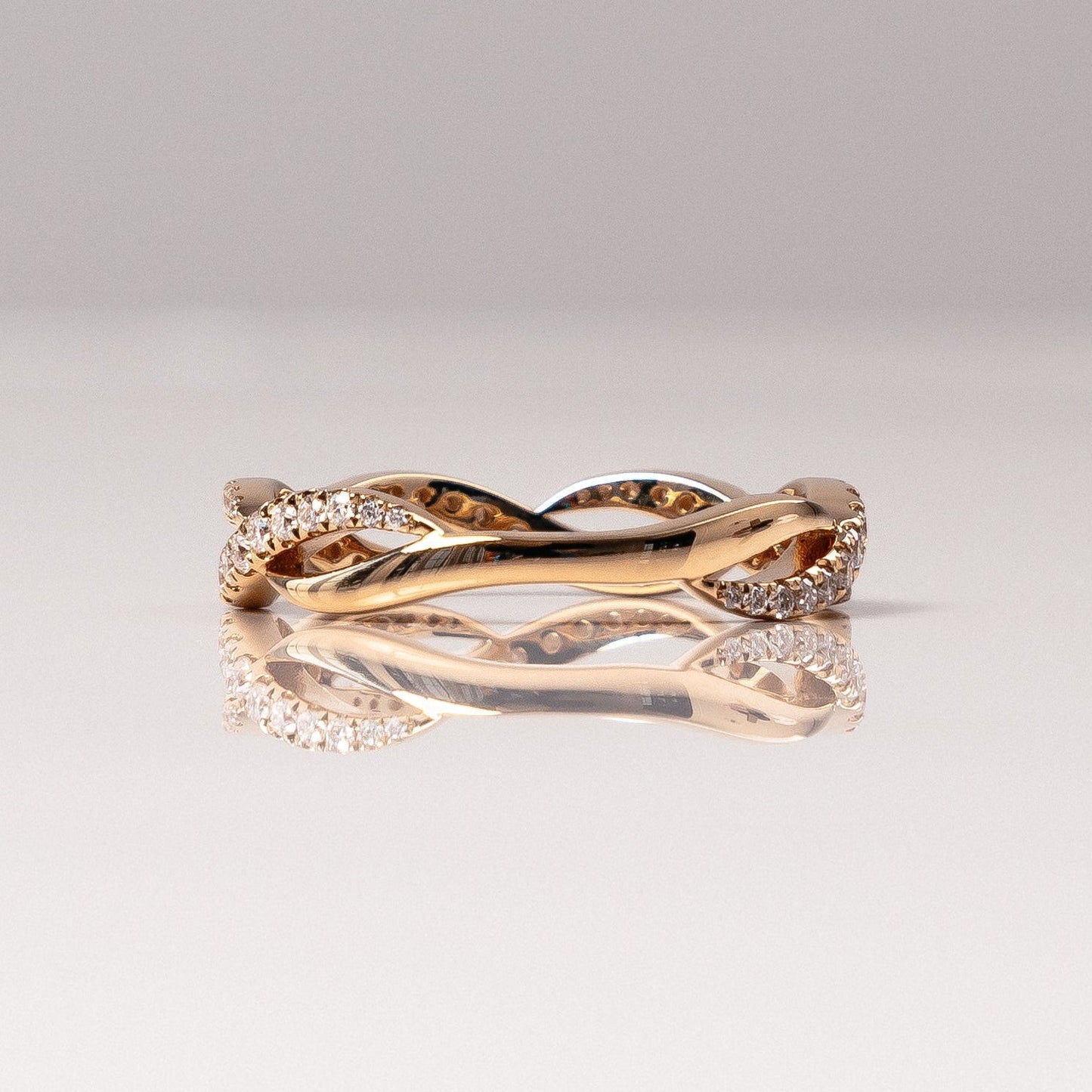 0.54 TCW Round Half Eternity & Twisted Lab Grown Diamond Wedding Band