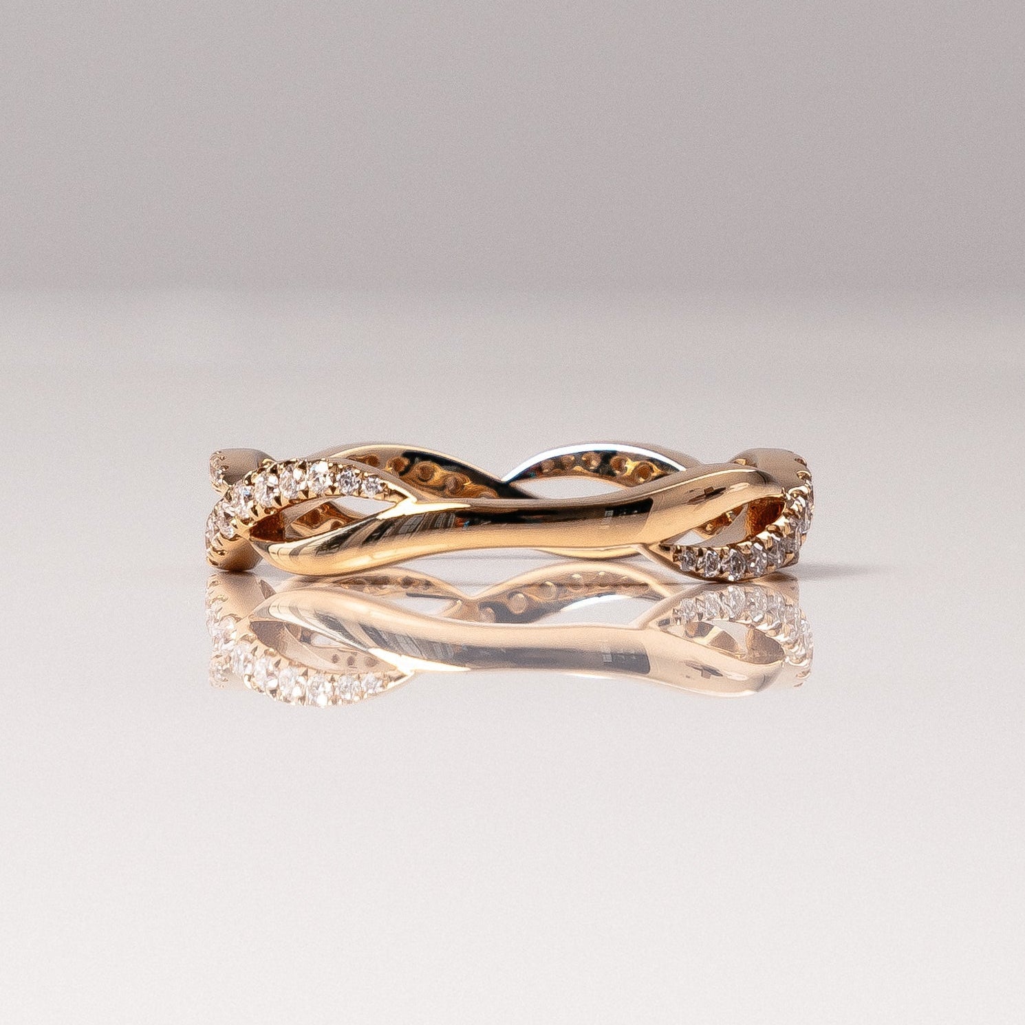 0.54 TCW Round Half Eternity & Twisted Lab Grown Diamond Wedding Band