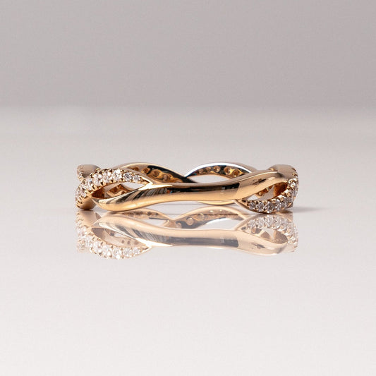 0.54 TCW Round Half Eternity & Twisted Lab Grown Diamond Wedding Band