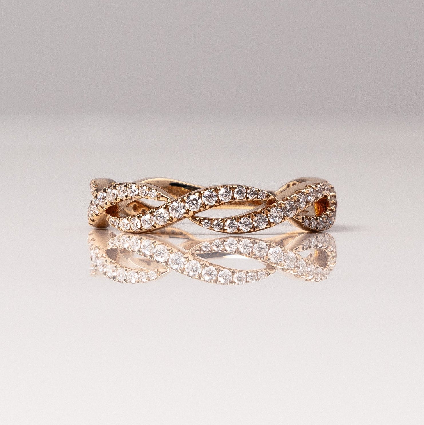 0.54 TCW Round Half Eternity & Twisted Lab Grown Diamond Wedding Band