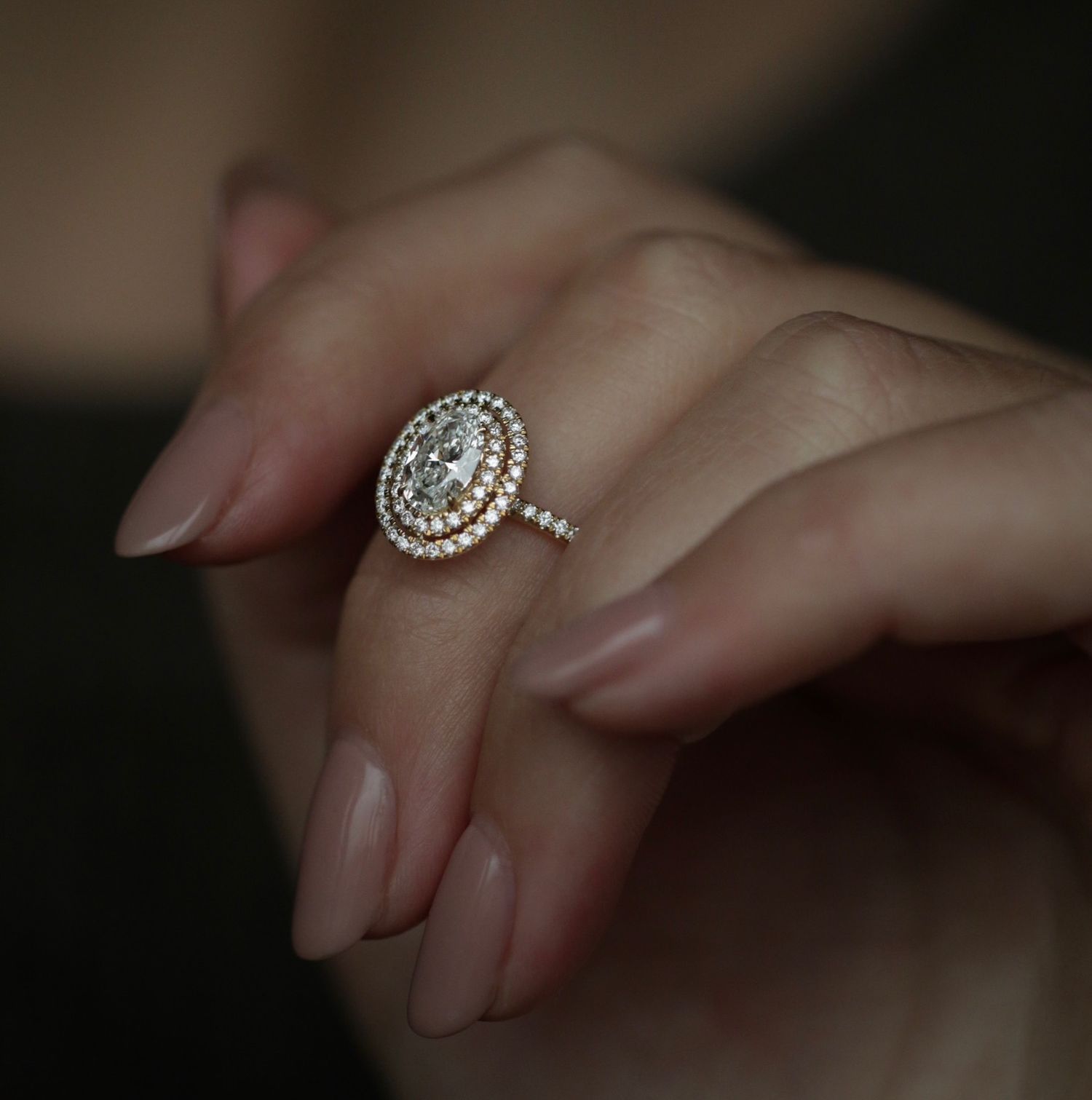 Oval Double Halo Lab Grown Diamond Engagement Ring