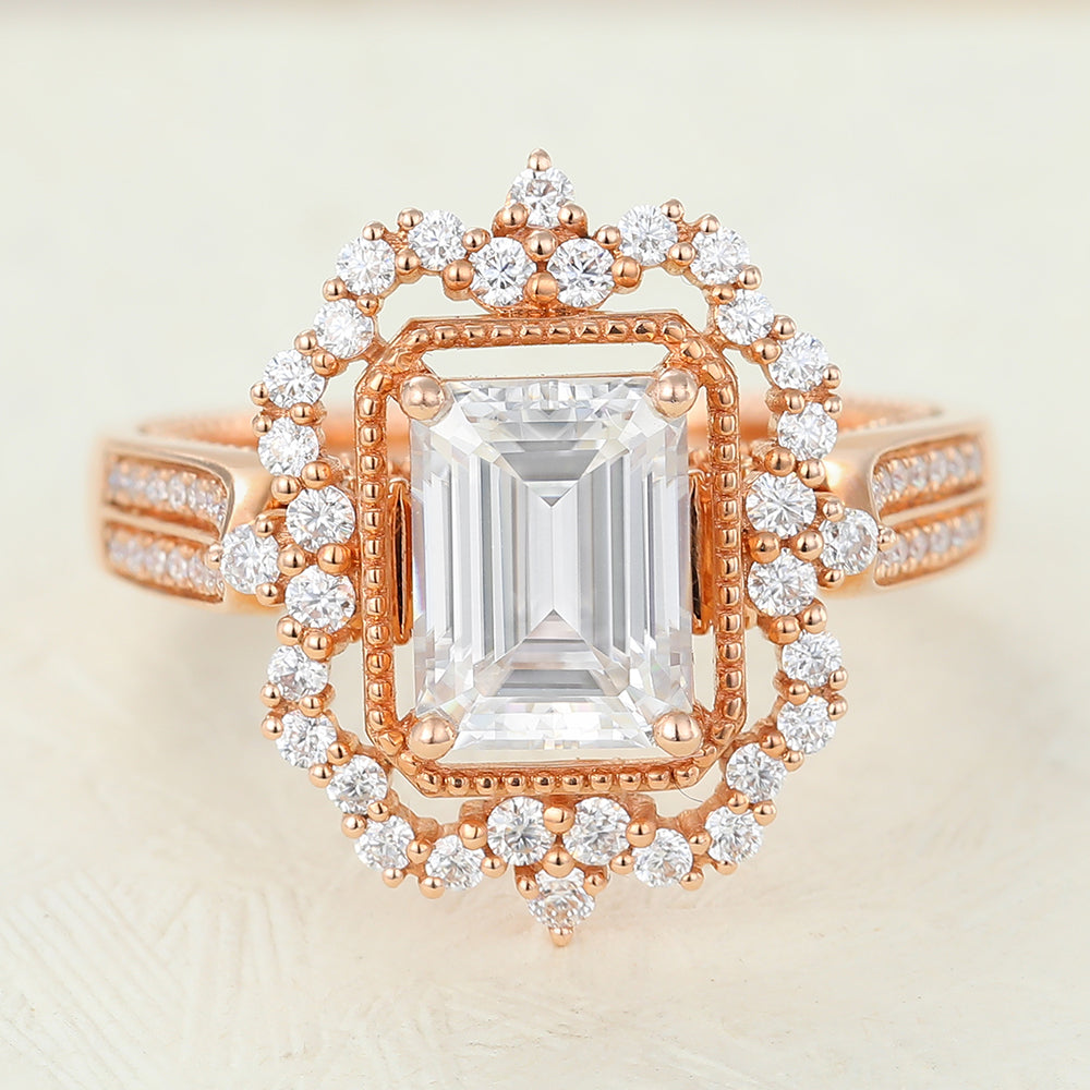 Emerald Cluster Lab-Grown Diamond Engagement Ring