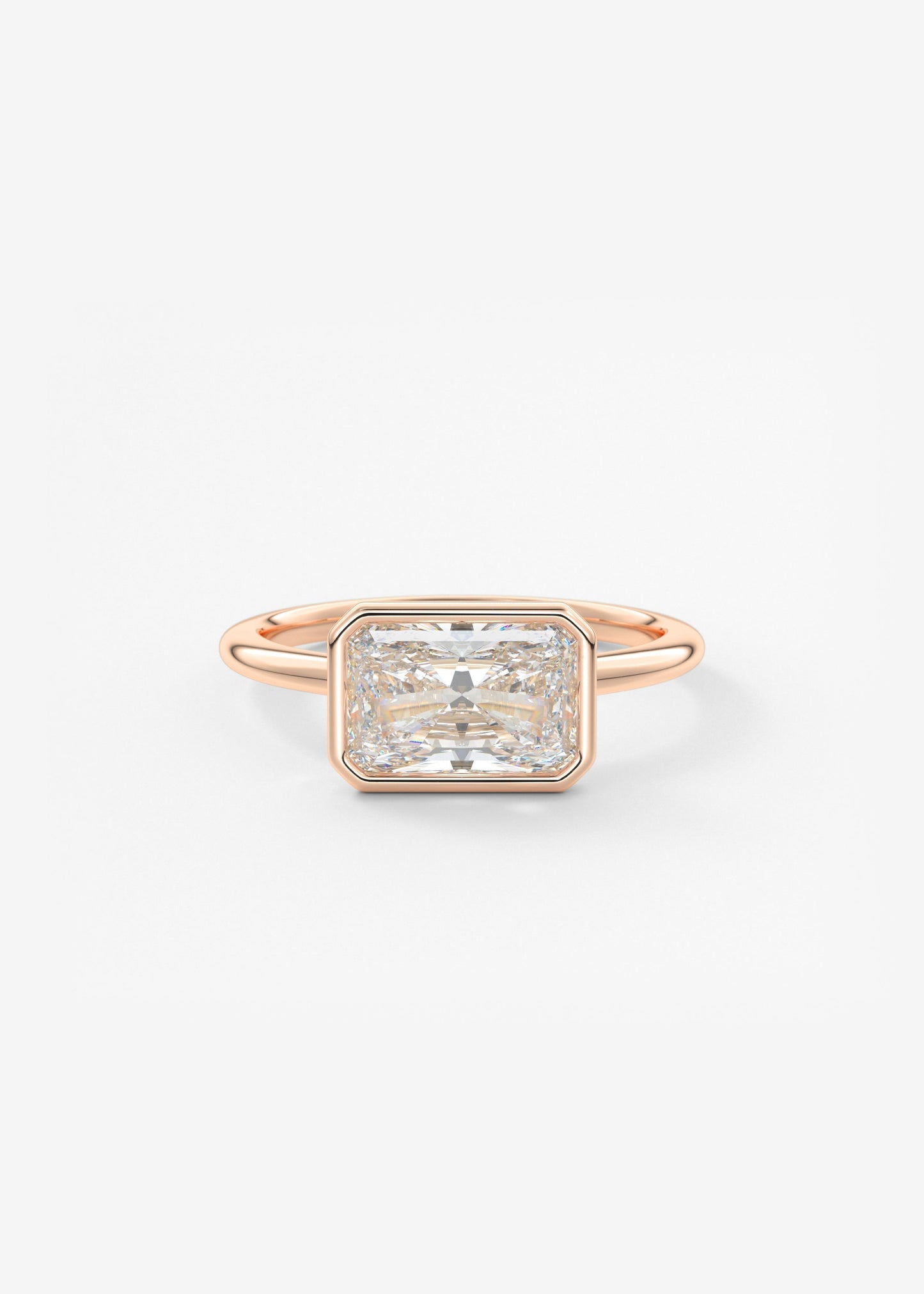 Radiant East West Bezel Lab Grown Diamond Engagement Ring