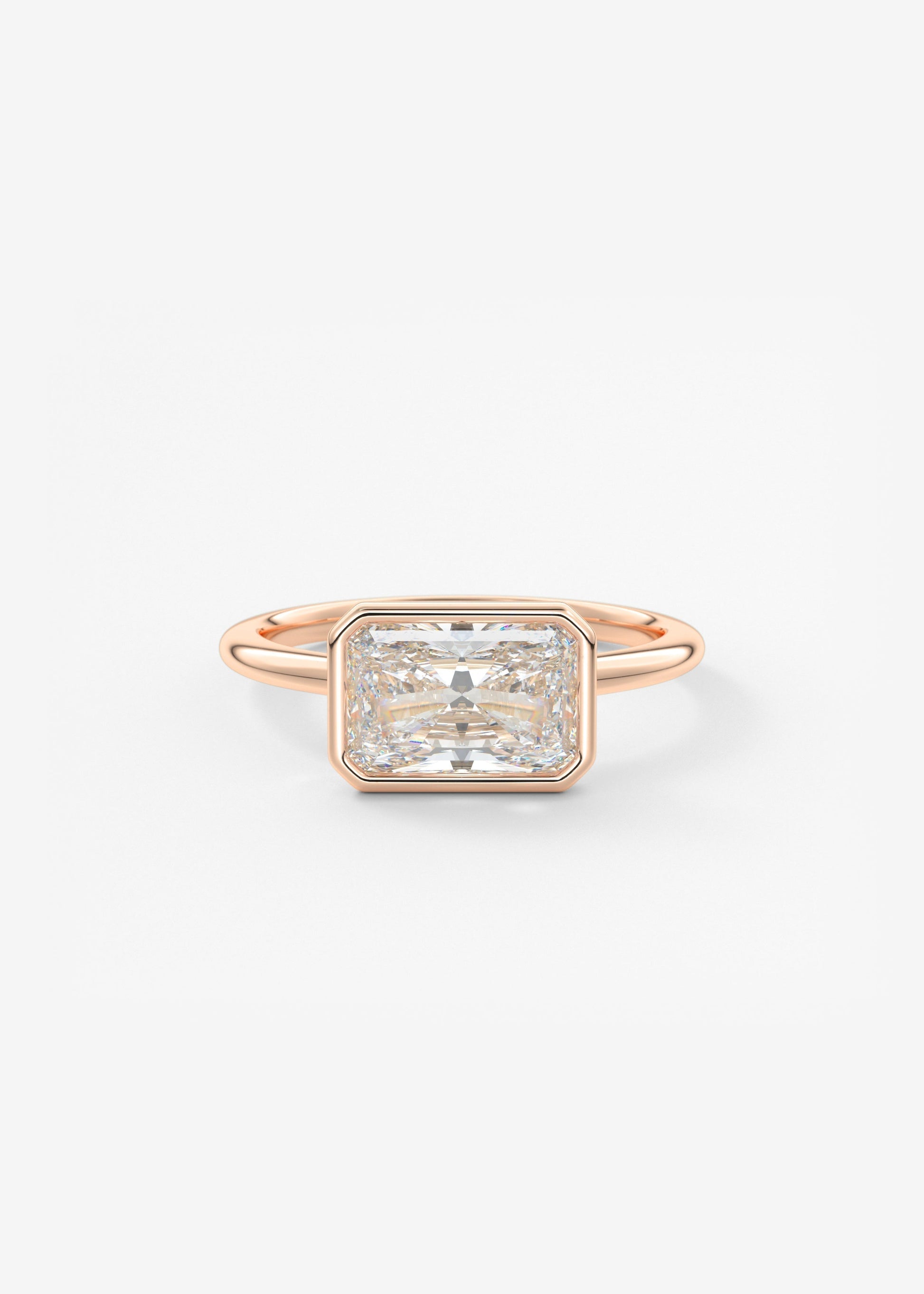 Radiant East West Bezel Lab Grown Diamond Engagement Ring