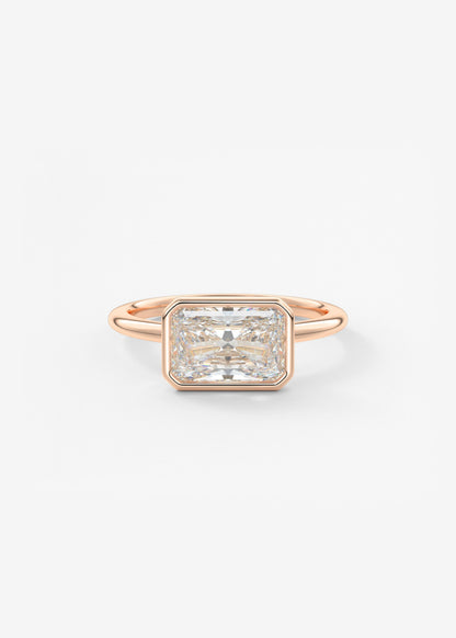 Radiant East West Bezel Lab Grown Diamond Engagement Ring