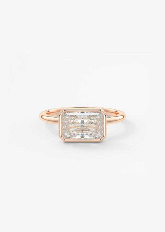 Radiant East West Bezel Lab Grown Diamond Engagement Ring
