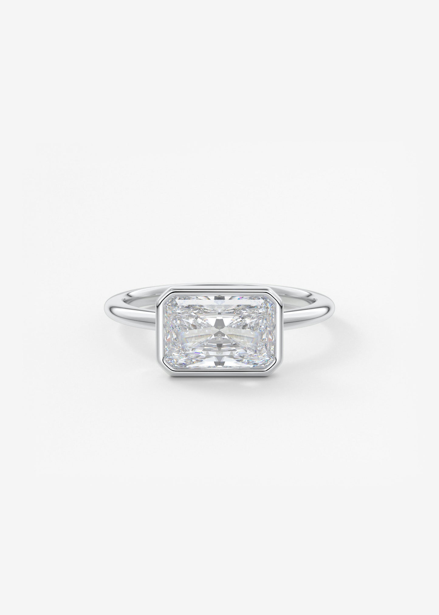 Radiant East West Bezel Lab Grown Diamond Engagement Ring